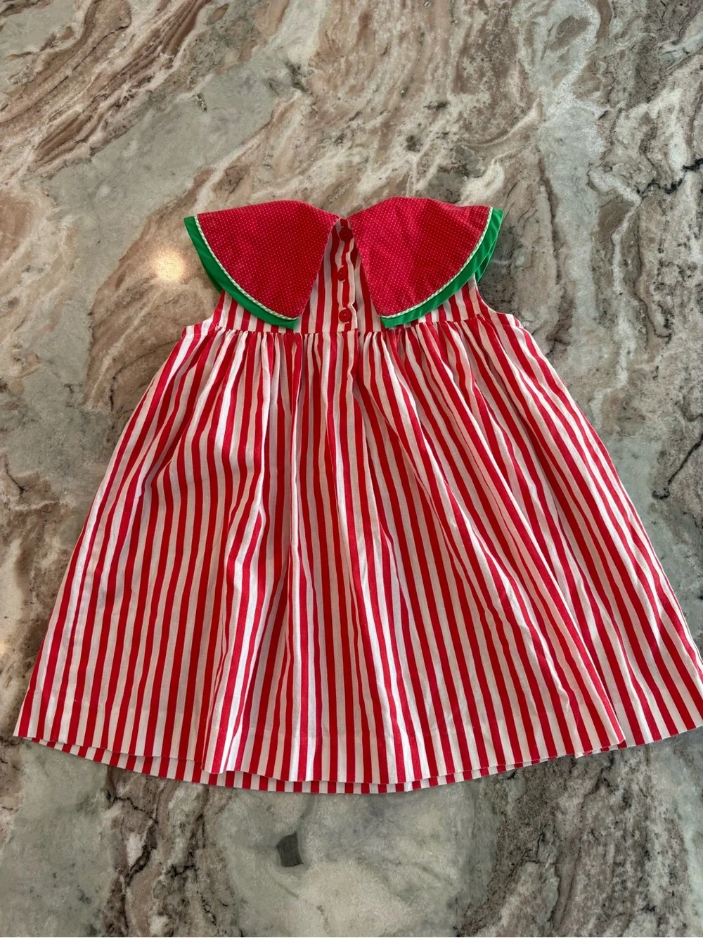 Vintage Girls Red Stripe Watermelon Dress 80'S Summer Made in USA Party Style 4T